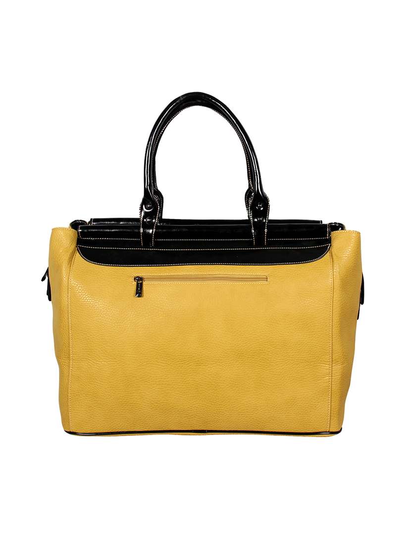 yellow leatherette (pu) satchel - 16131727 - Standard Image - 1
