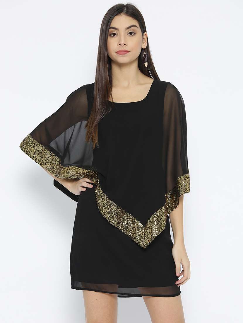 sequined edge overlay dress