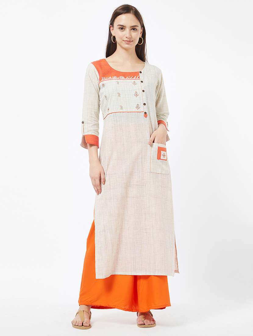 contrast straight kurta