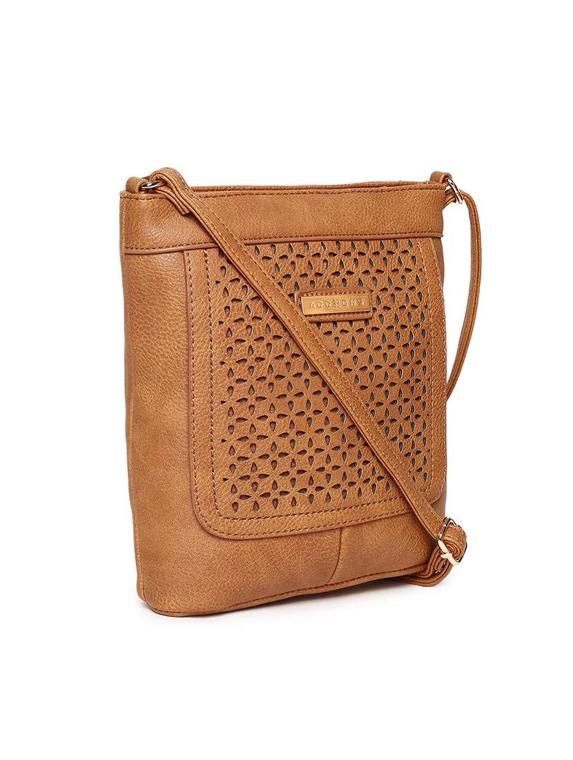 tan leatherette (pu) sling bag - 16131996 -  Standard Image - 4
