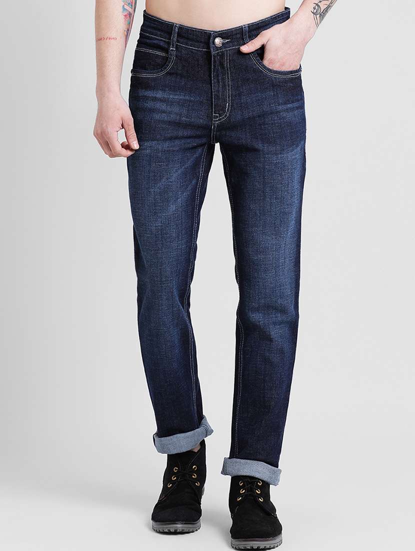 blue heavy washed jeans