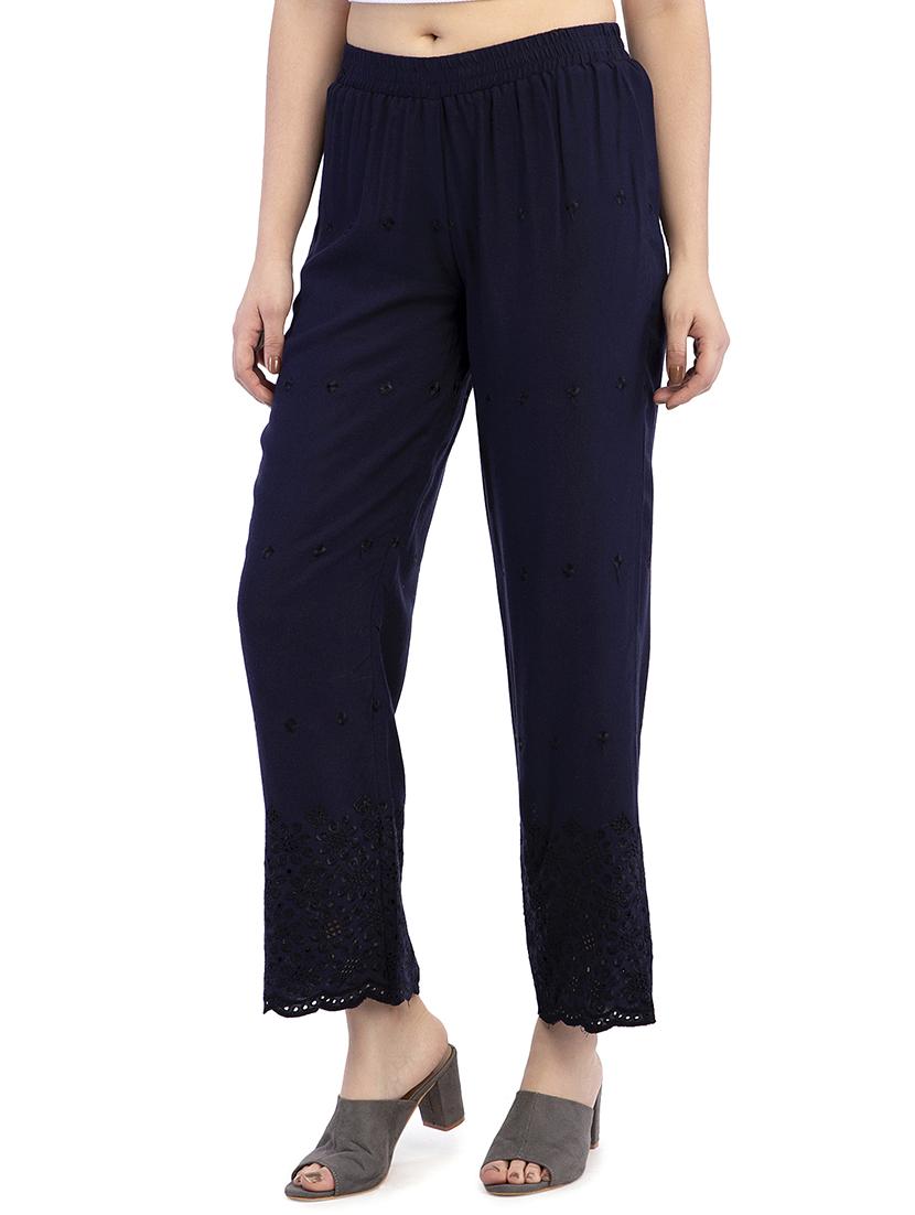 embroidered straight palazzo - 16134367 -  Standard Image - 1