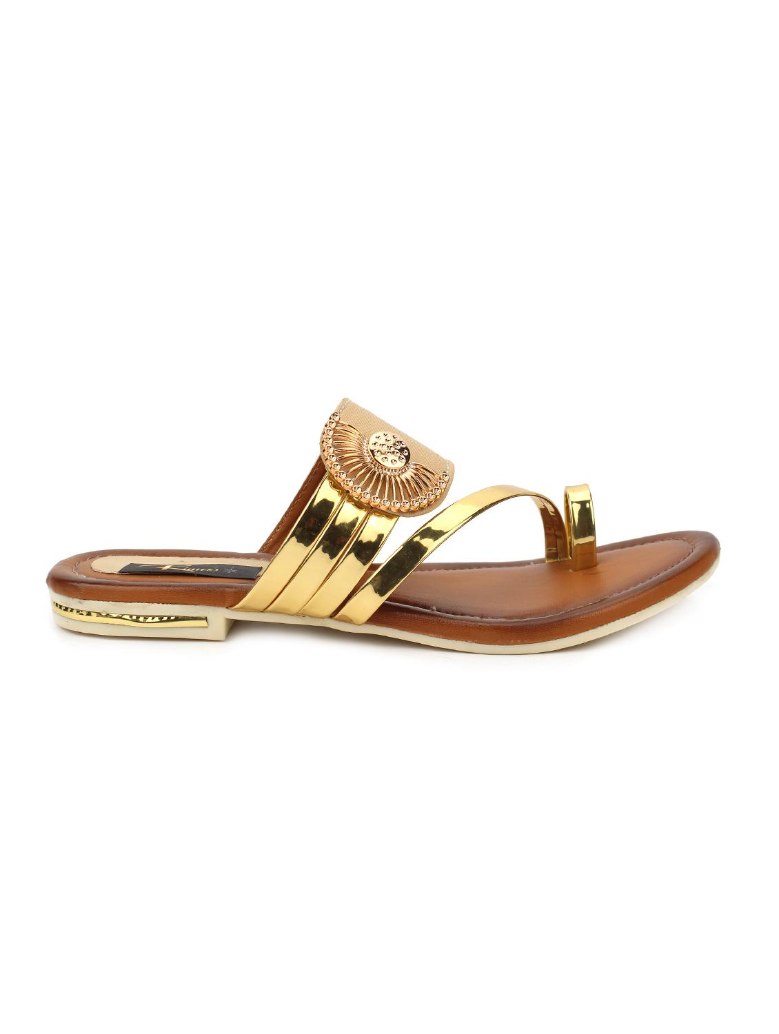 gold one toe sandals - 16135554 - Standard Image - 1