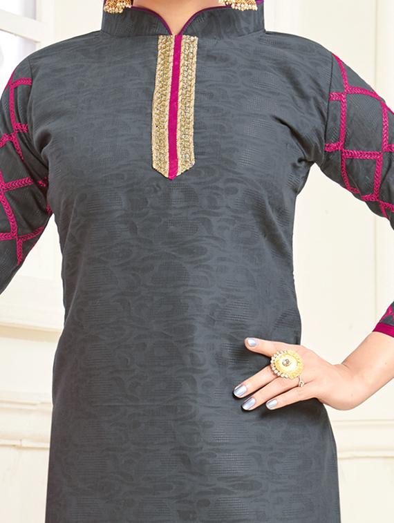 embroidered churidaar unstitched suit - 16136190 -  Standard Image - 1