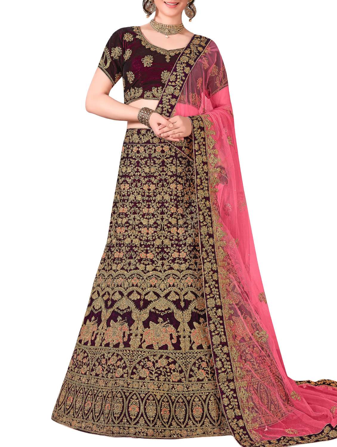 embroidered a-line lehenga