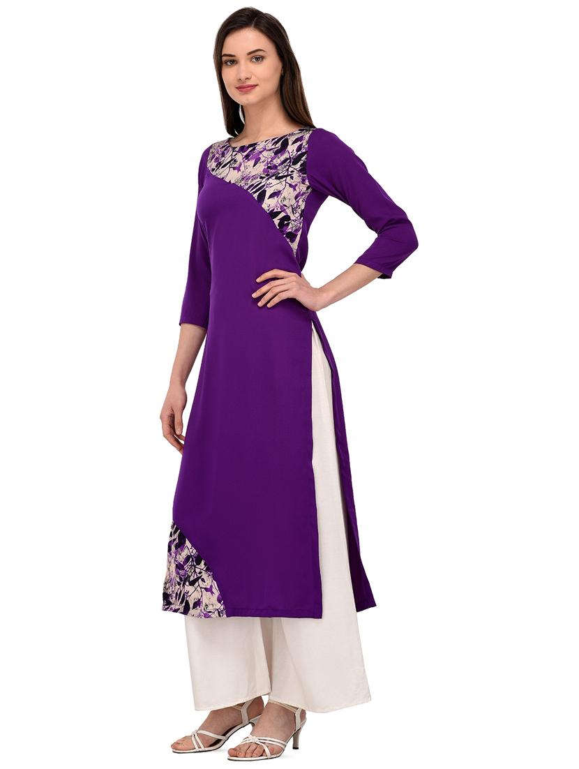 color block straight kurta - 16138581 -  Standard Image - 1