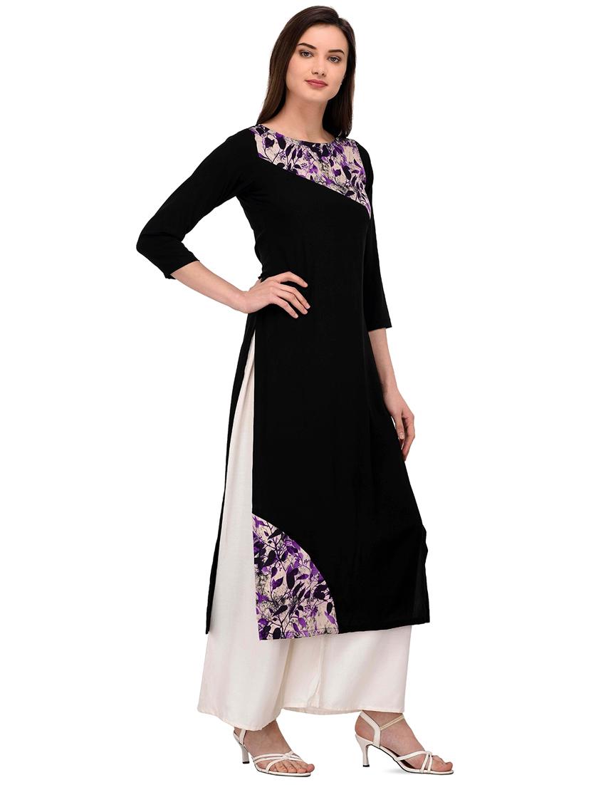 color block straight kurta - 16138583 - Standard Image - 1