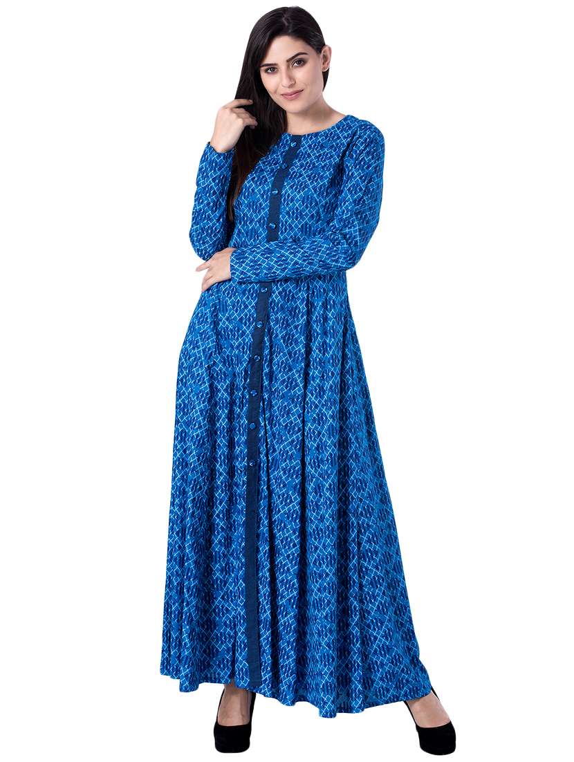 ethnic motifs printed flared kurta