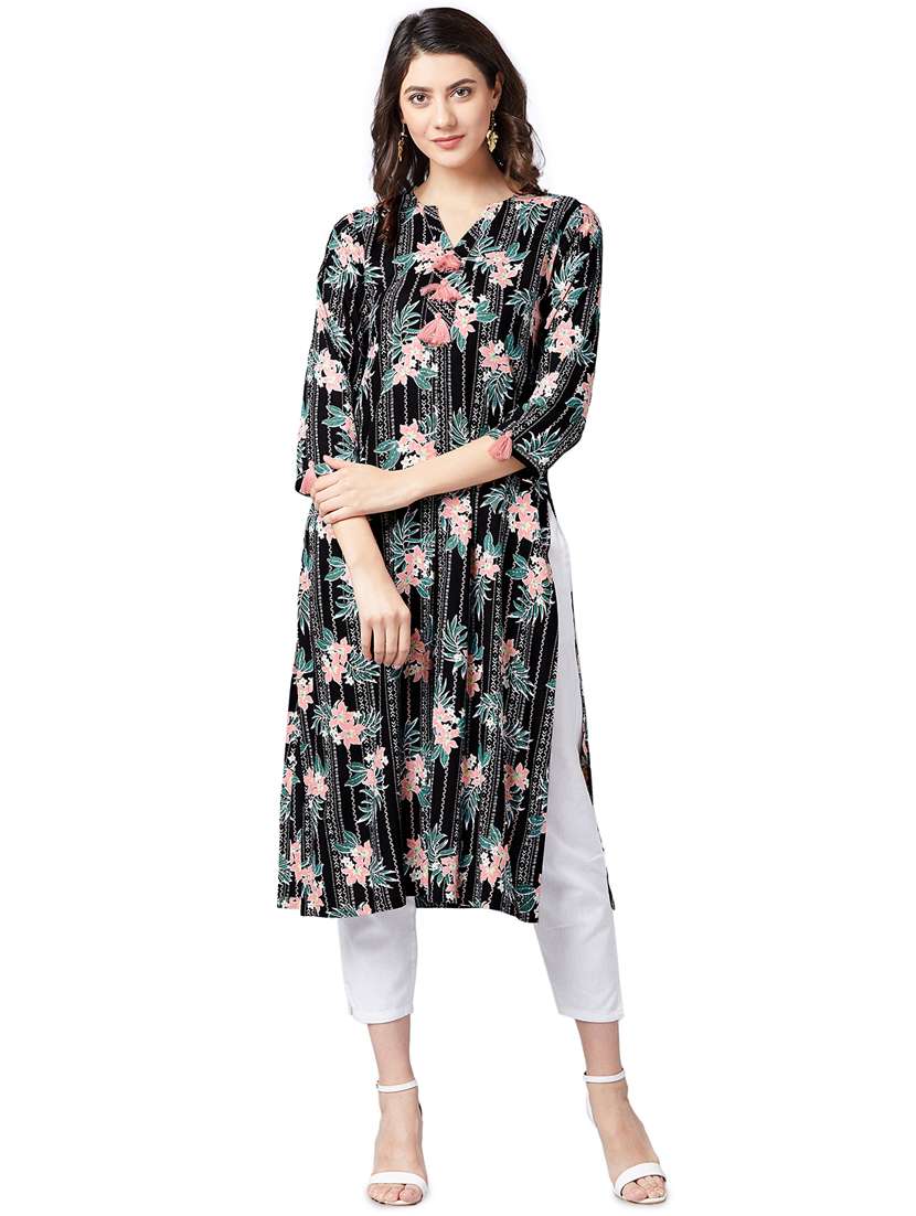 tassels detail floral straight kurta