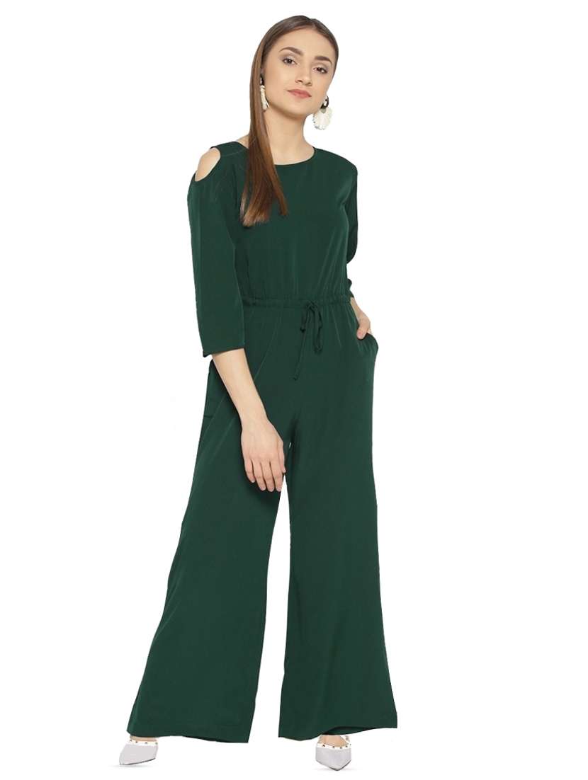 cold shoulder drawstring jumpsuit