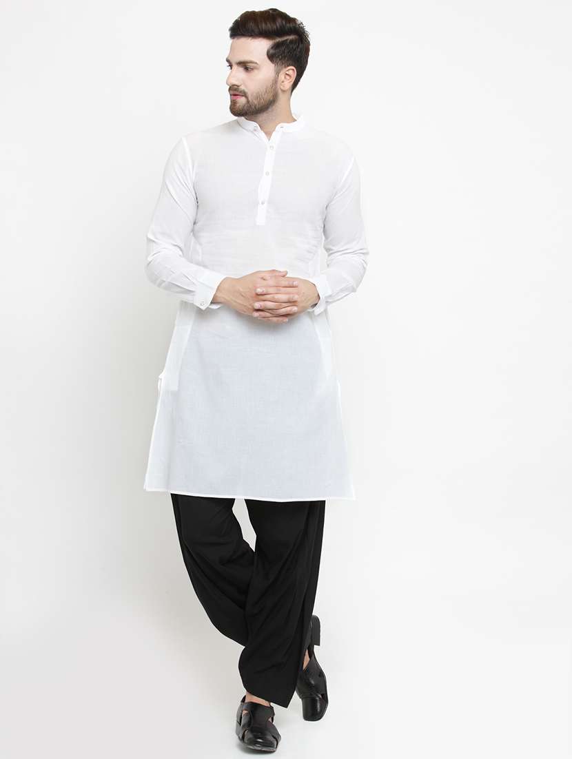 white solid long kurta