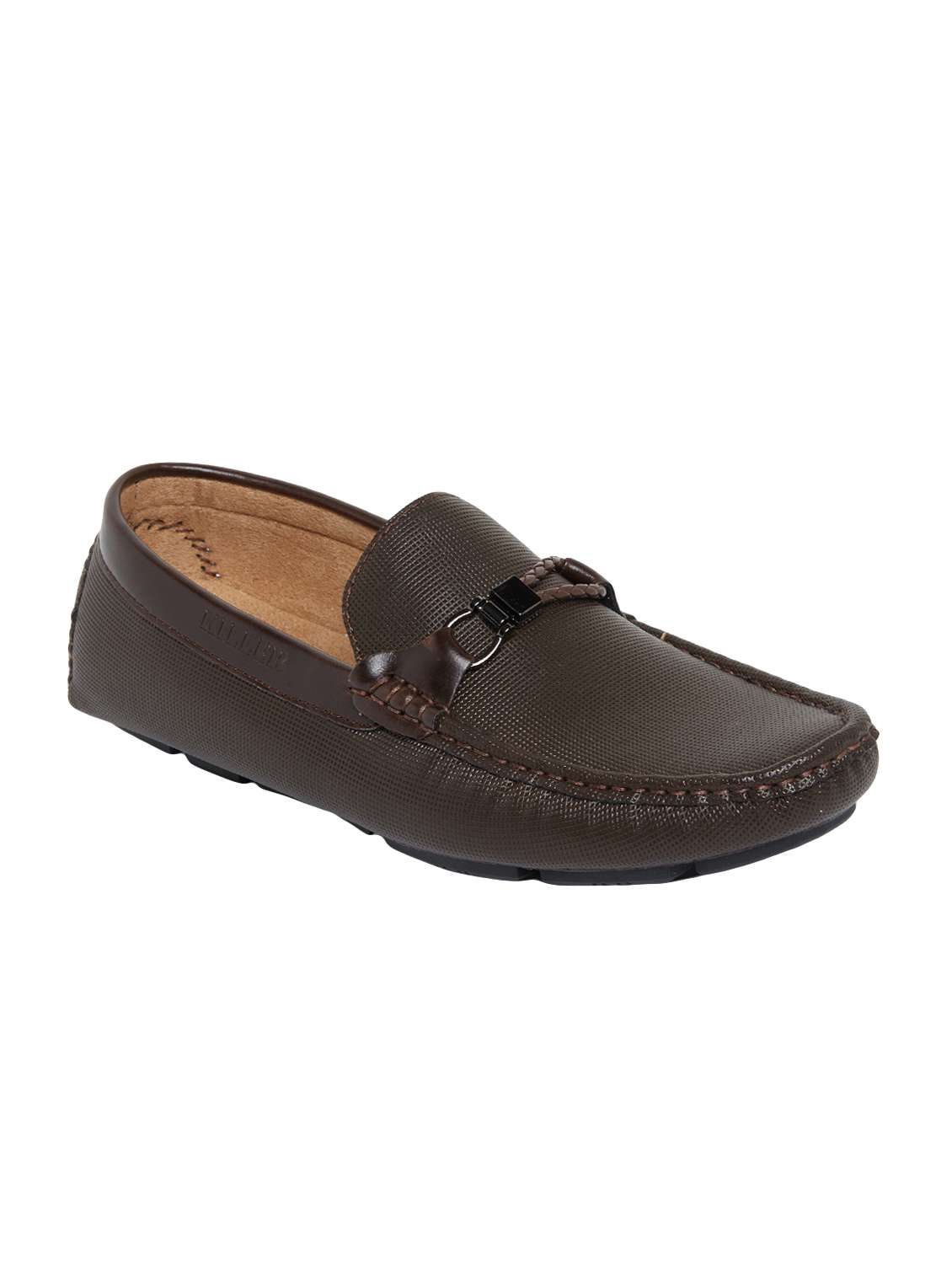 brown leatherette slip on loafers