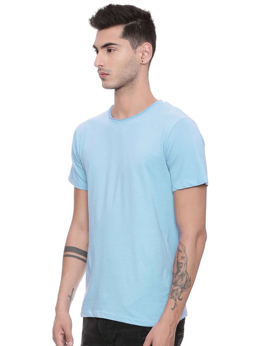 blue solid tshirt - 16142284 -  Standard Image - 1