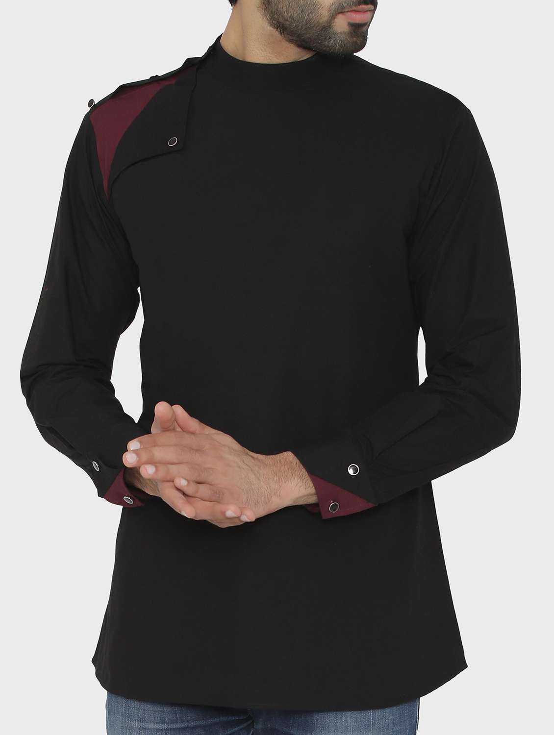 black solid short kurta