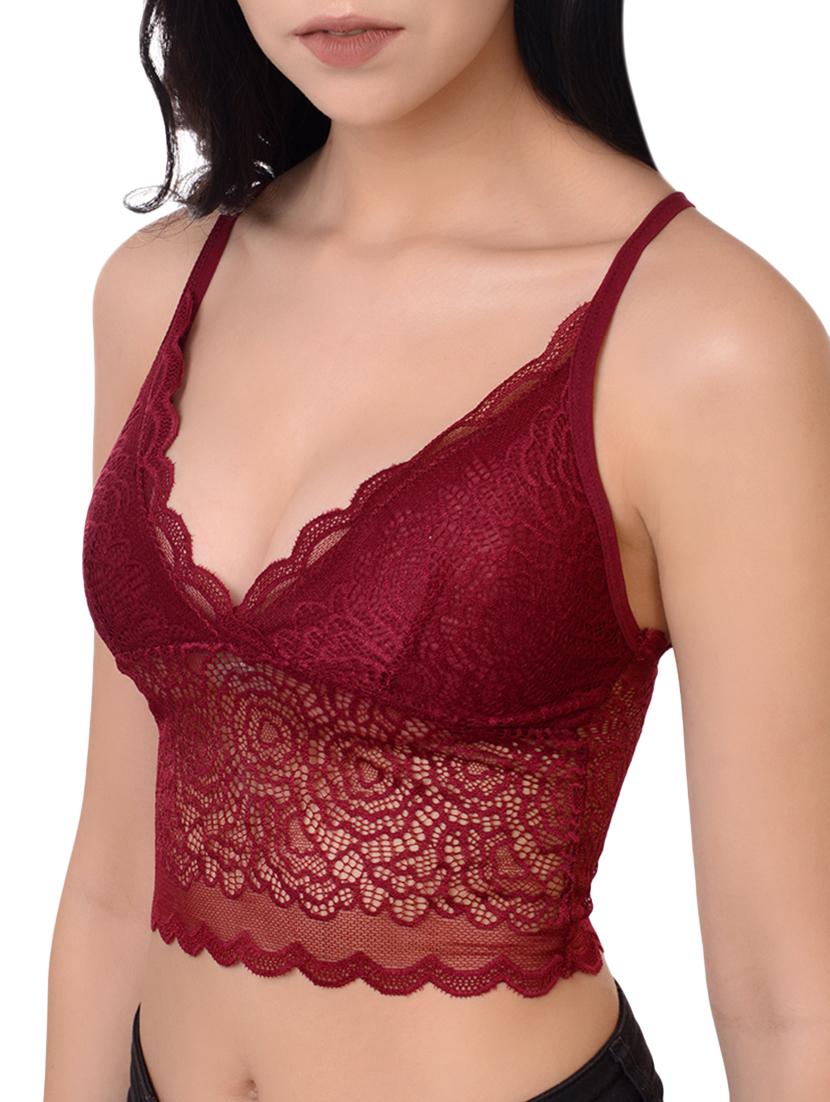 criss cross back floral laced bralette - 16157454 - Standard Image - 1