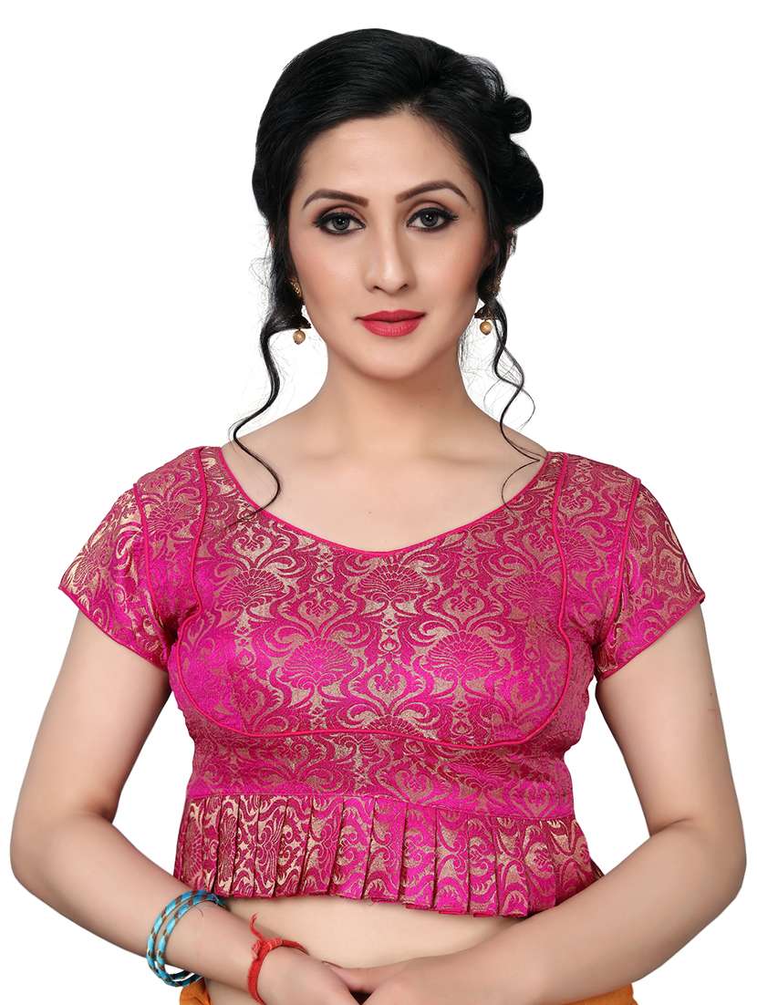 pink silk brocade blouse