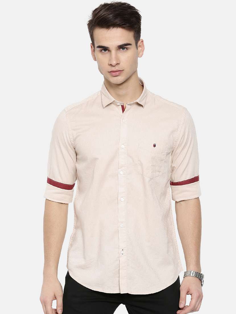 beige solid casual shirt