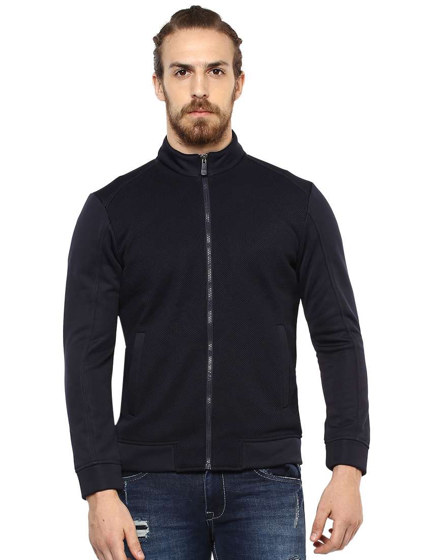 blue polyester casual jacket