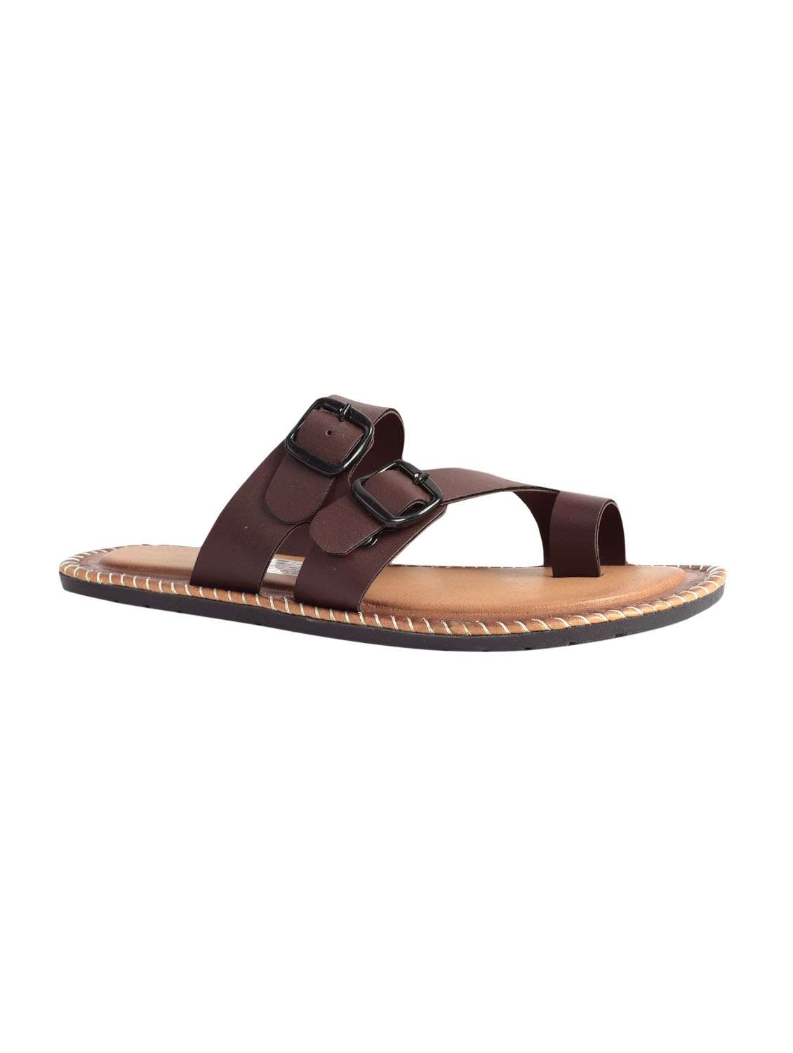 brown leatherette toe separator sandal - 16165406 - Standard Image - 1