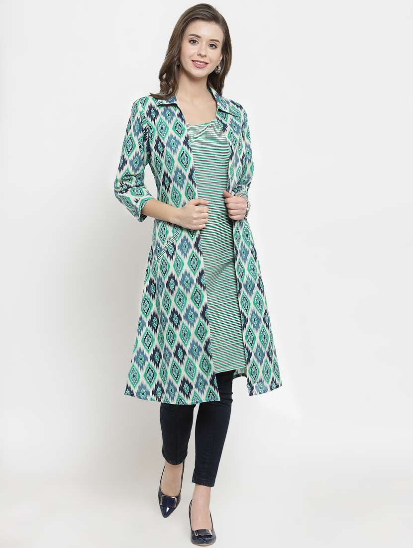 ikat overlay layered kurta