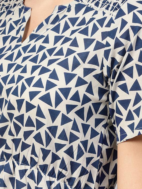 blue geometrical kurta with palazzo set - 16165641 - Standard Image - 4