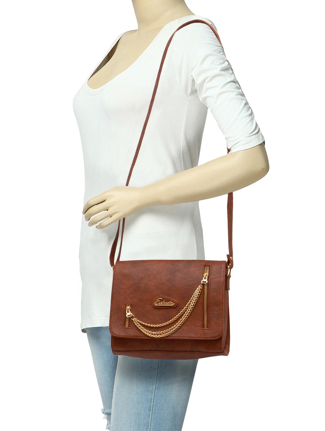 tan leatherette (pu) sling bag - 16168398 - Standard Image - 4