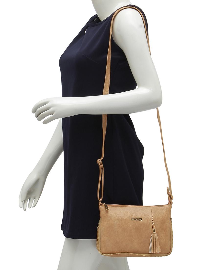 brown leatherette (pu) regular sling bag - 16168400 - Standard Image - 4