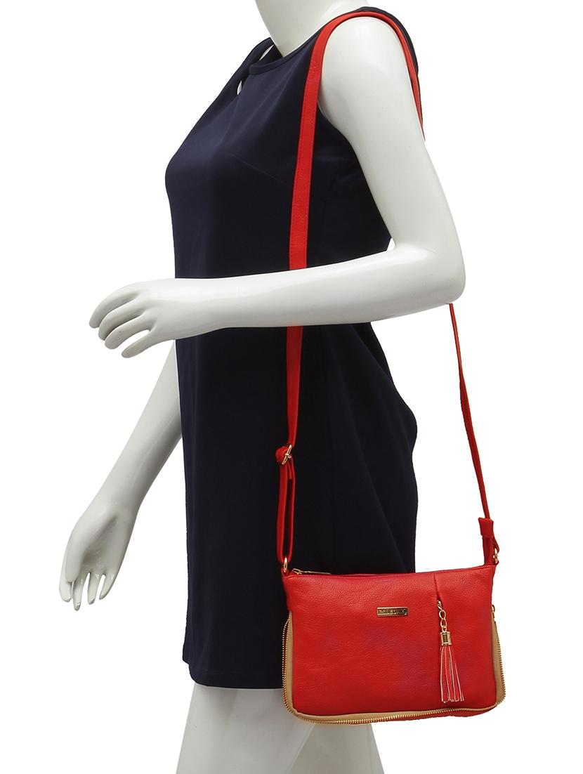 red leatherette (pu) sling bag - 16168403 - Standard Image - 4