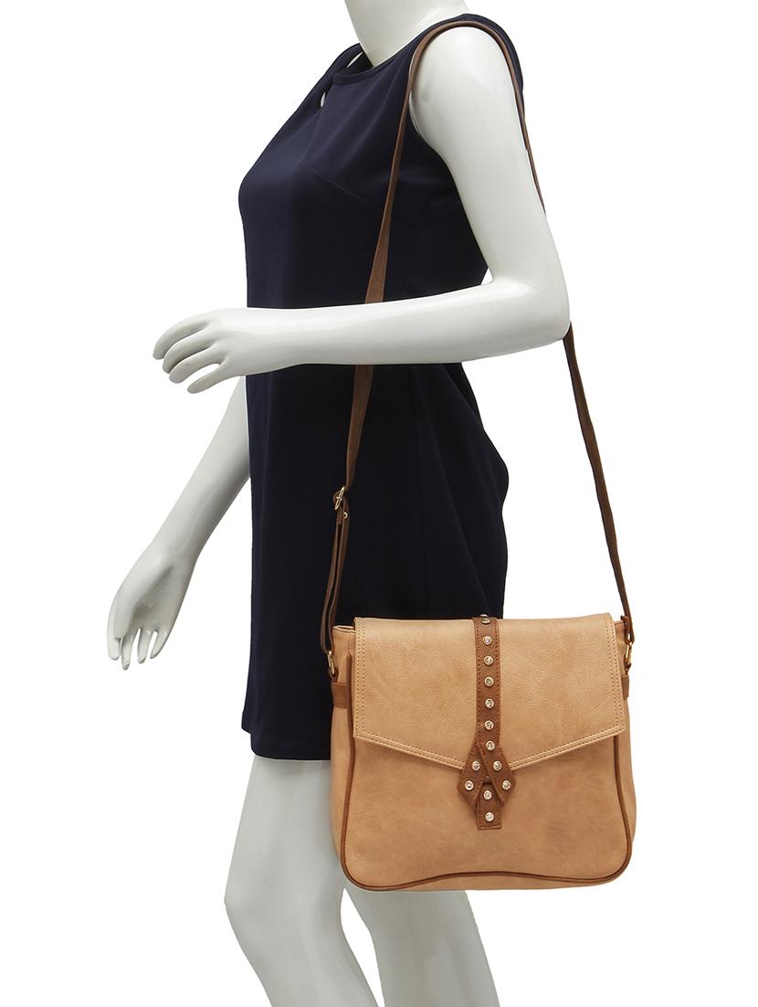 beige leatherette (pu) sling bag - 16168409 - Standard Image - 4