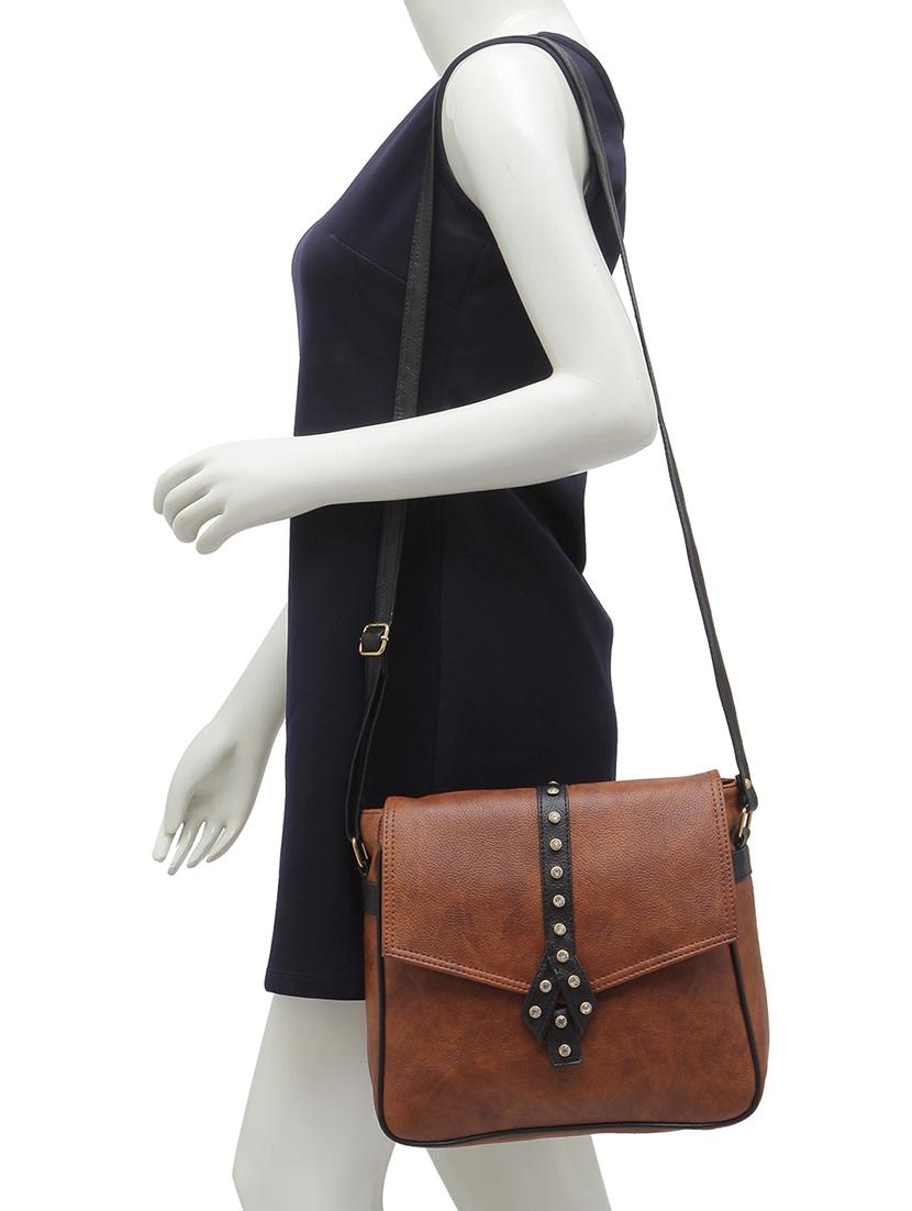 tan leatherette (pu) sling bag - 16168410 - Standard Image - 4