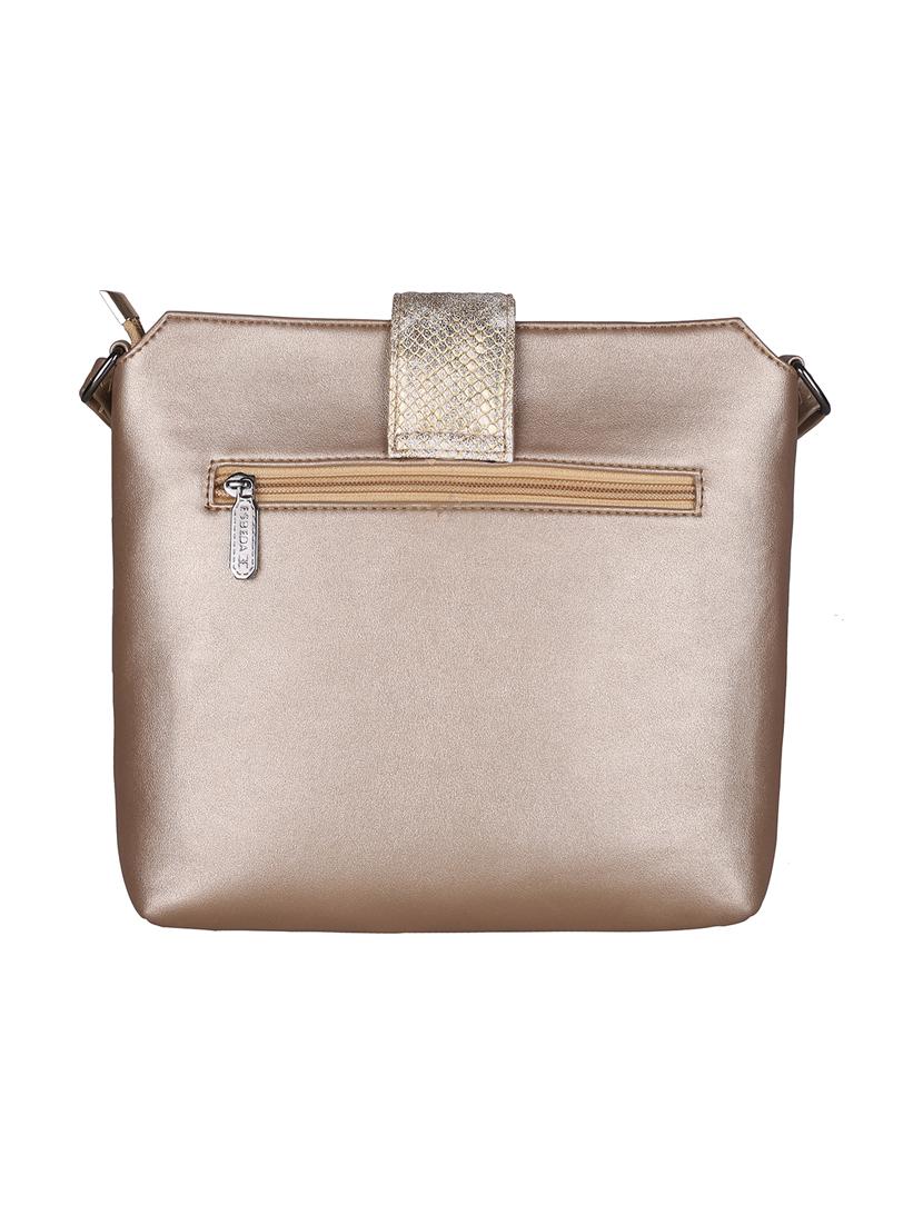 gold leatherette (pu) sling bag - 16168485 -  Standard Image - 1