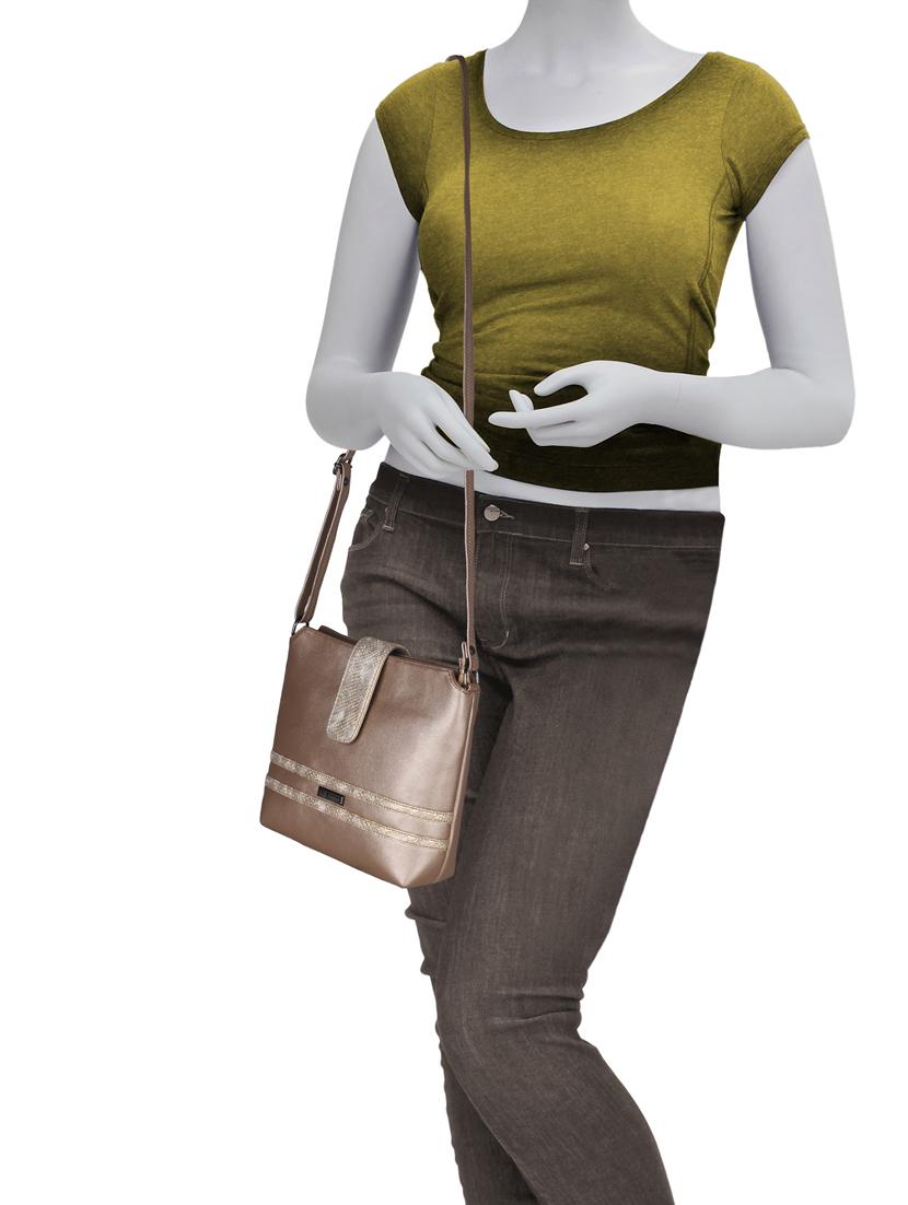 gold leatherette (pu) sling bag - 16168485 - Standard Image - 4