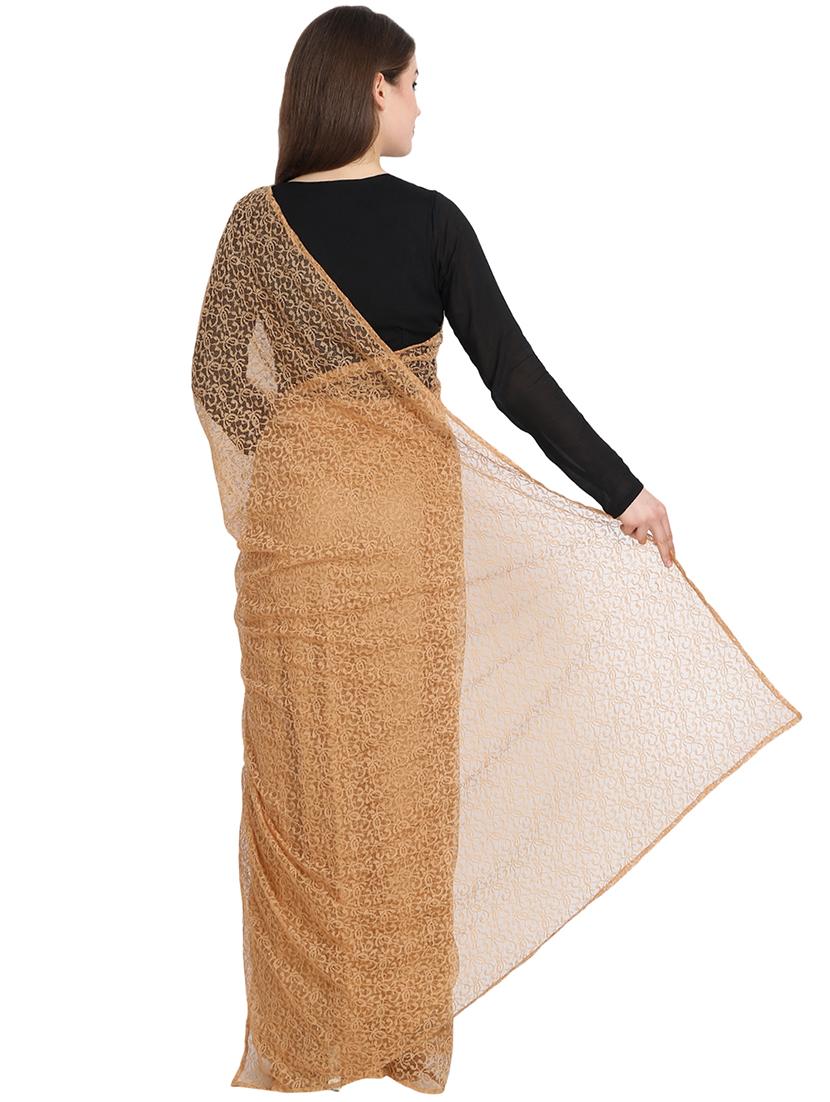 beige lace embroidered saree with blouse - 16171676 - Standard Image - 1