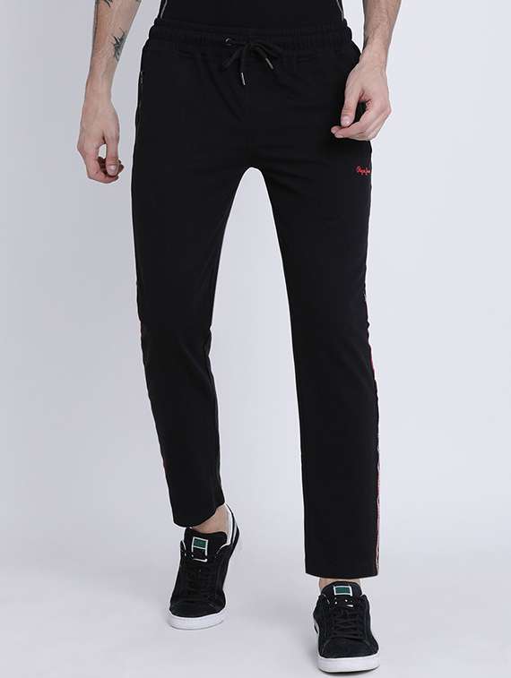 black cotton  full length track pant