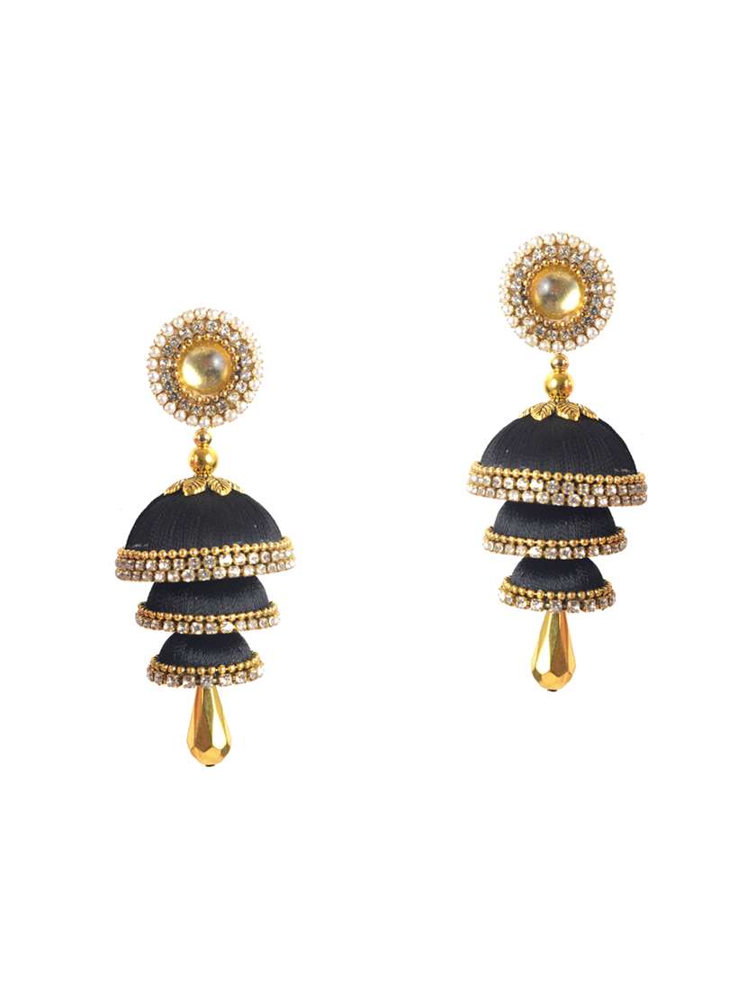 black satin jhumka earring