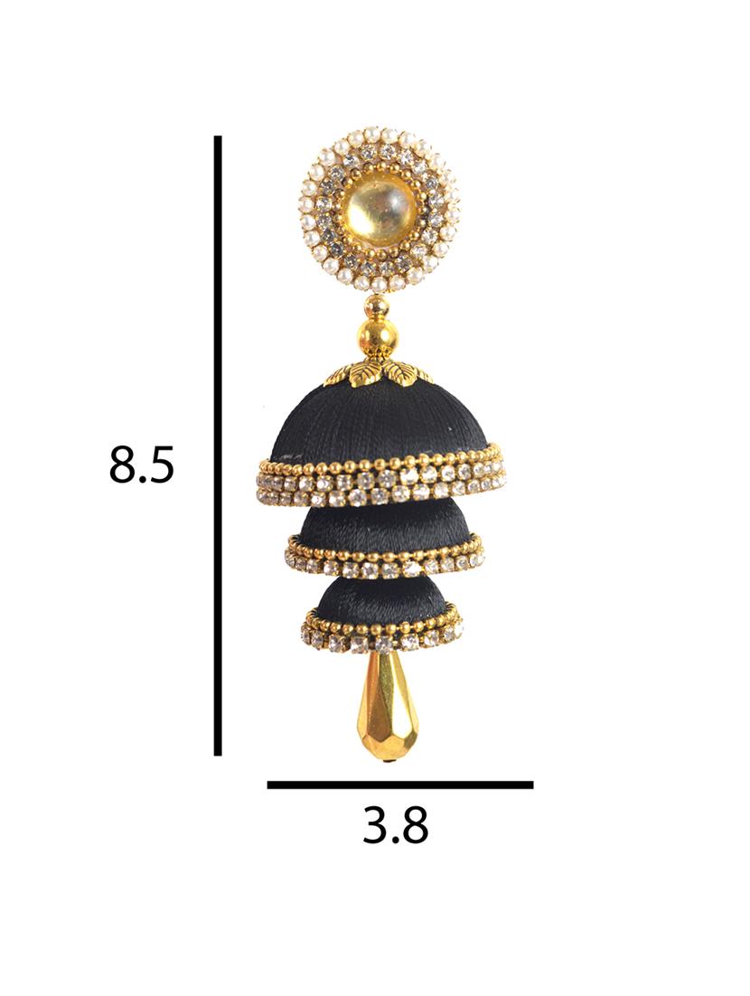 black satin jhumka earring - 16172857 - Standard Image - 1