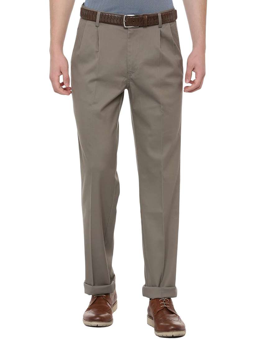 grey pleated casual trouser