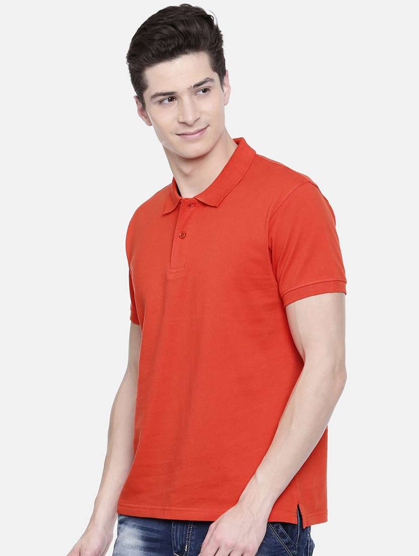 orange solid polo t-shirt - 16176178 -  Standard Image - 1