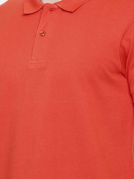 orange solid polo t-shirt - 16176178 - Standard Image - 4