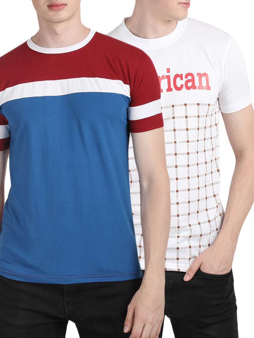 multi colored cotton combos t-shirt (set of 2)