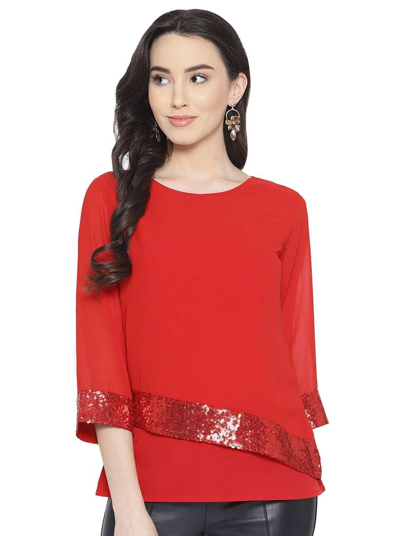 sequined layered top