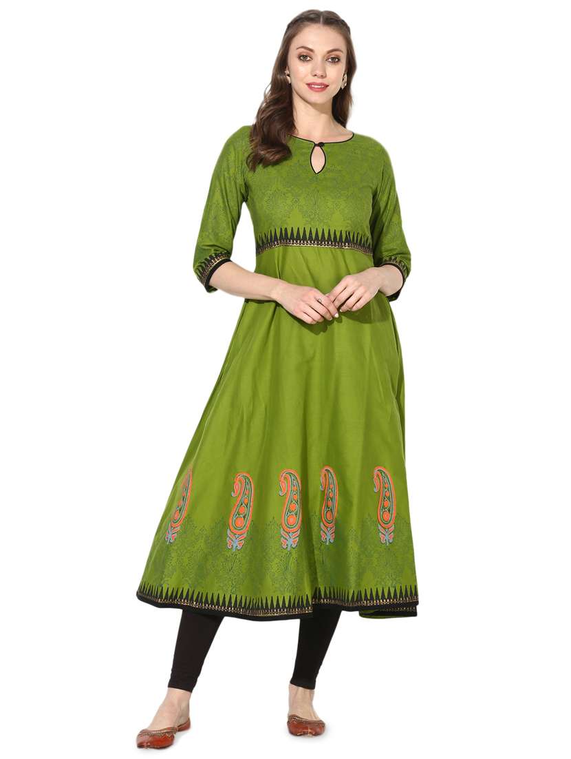 block printed flared kurta