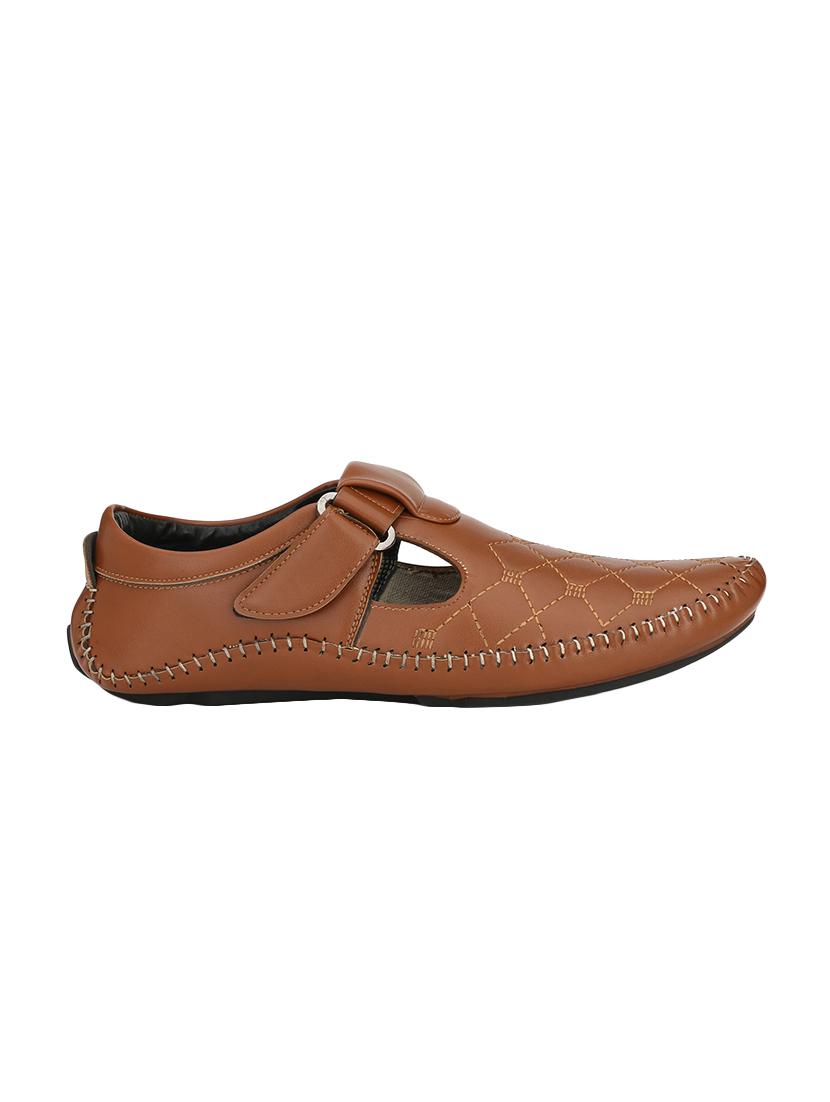tan leatherette back strap sandals - 16185366 - Standard Image - 1