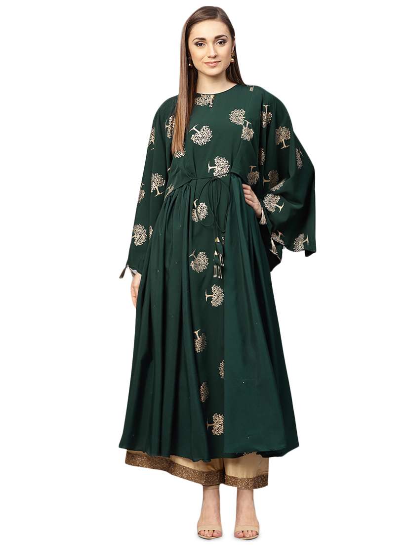 foil printed flared kurta