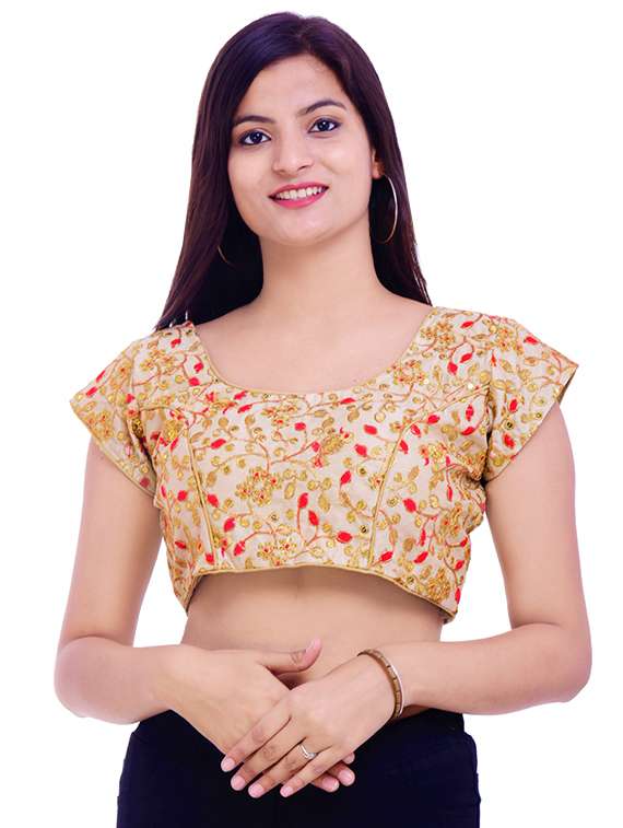 multi colored silk embroidered blouse