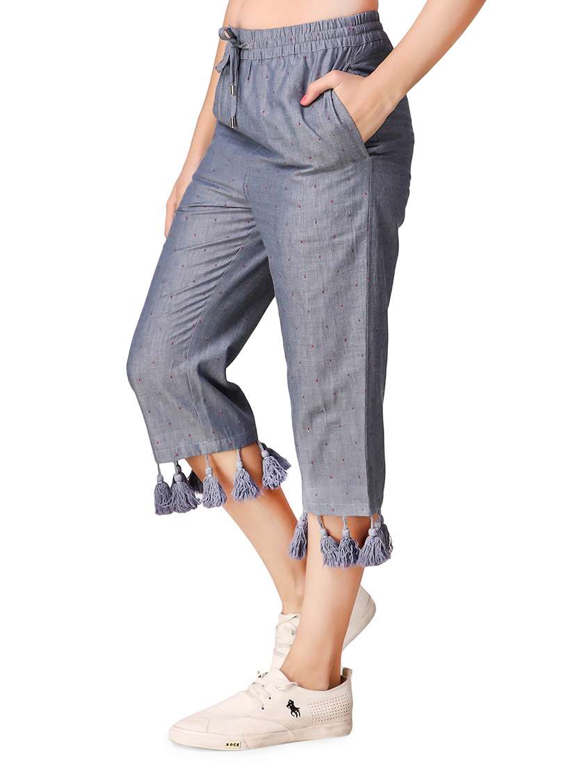 tasseled hem drawstring capri - 16187373 -  Standard Image - 1