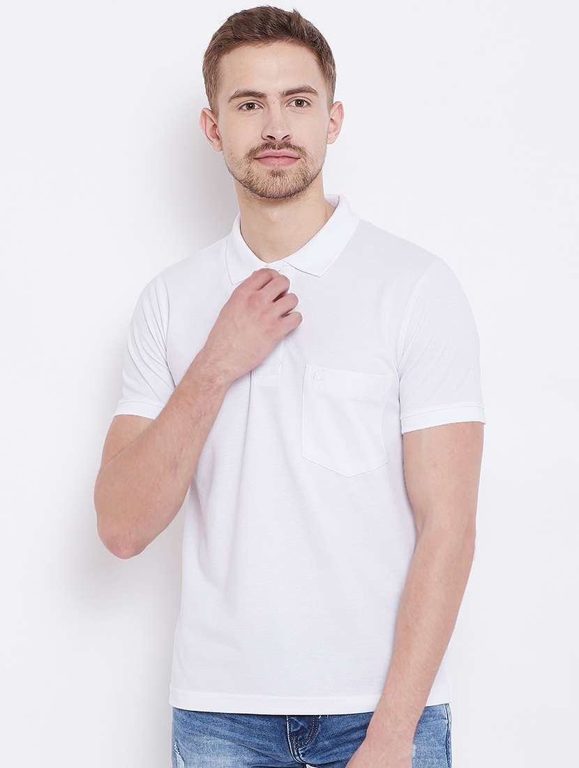 white solid polo t-shirt