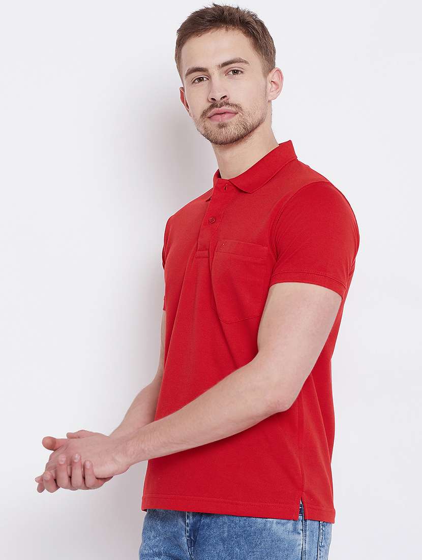 red solid polo tshirt - 16187521 -  Standard Image - 1