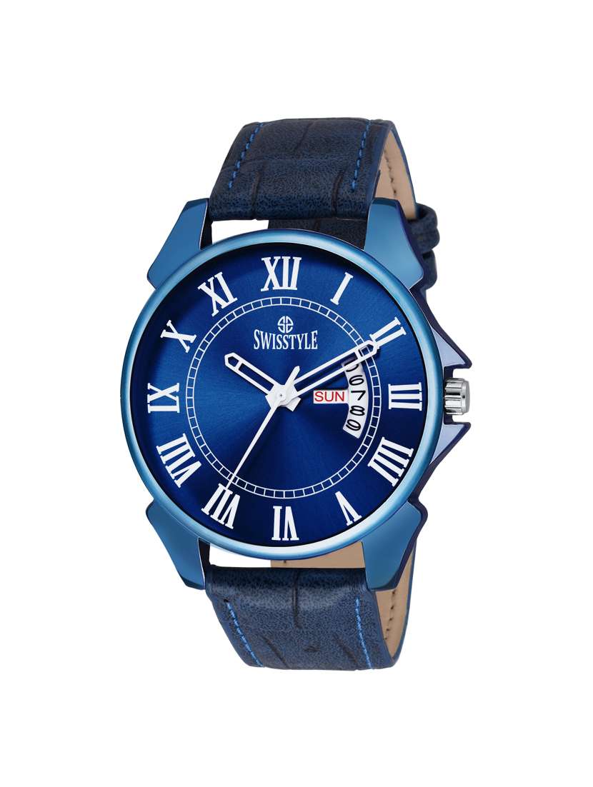 round dial analog watch-(ss-gr097-blu-blu)