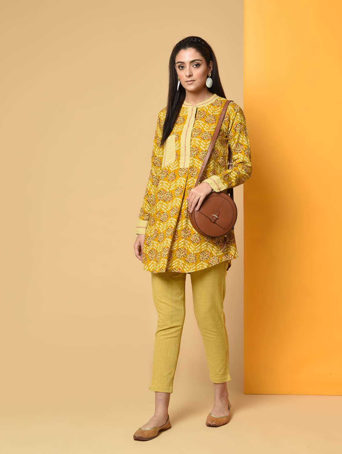 printed patch pocket a-line kurta